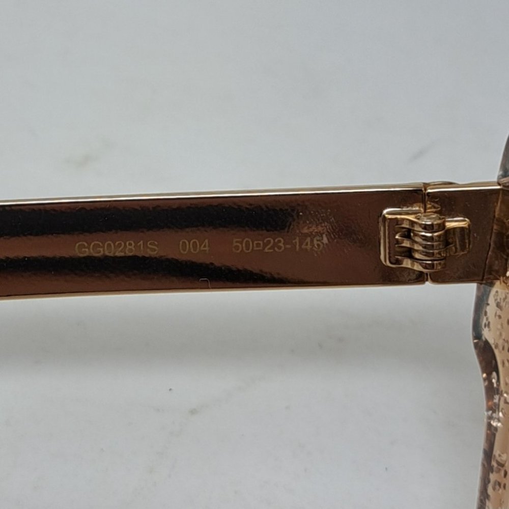 Gucci Sunglasses Gold Glitter Cat Eye Square GG0281SA 004 50-23-146 - Picture 6 of 15